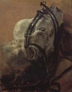 Adolph von Menzel Euine Study,Recumbent Head in Harness oil painting on canvas